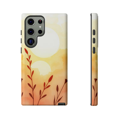 Samsung Galaxy S23 Ultra / Glossy Phone Case - Watercolour Wildflower & Sun Design Phone Case