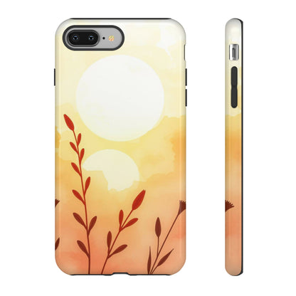 iPhone 8 Plus / Glossy Phone Case - Watercolour Wildflower & Sun Design Phone Case