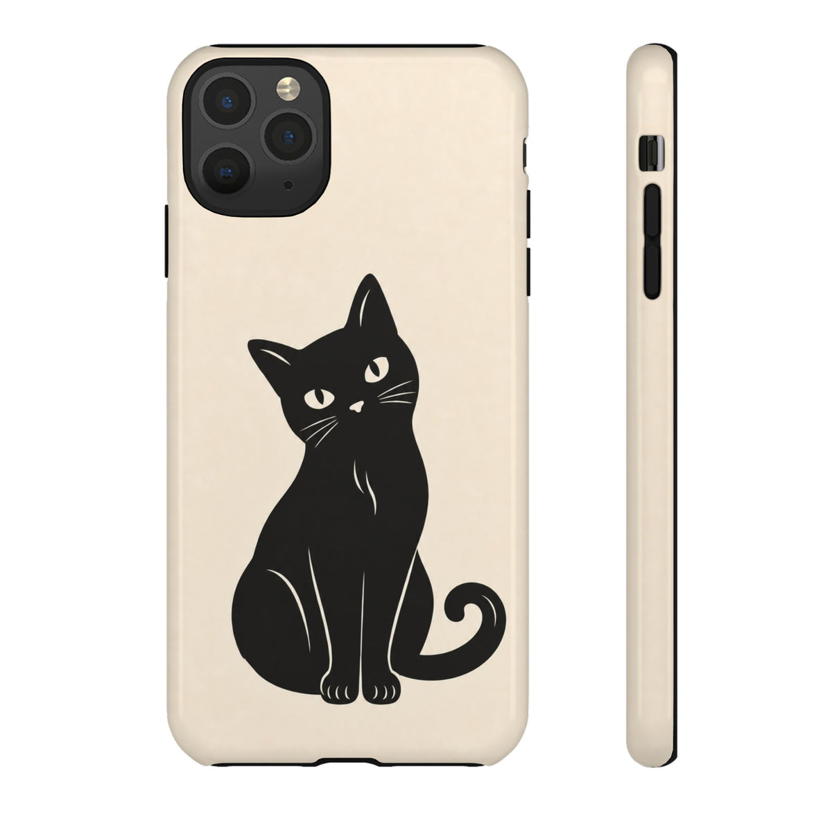 Minimalist Cream & Black Cat Phone Case