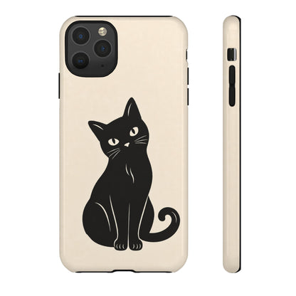 Minimalist Cream & Black Cat Phone Case