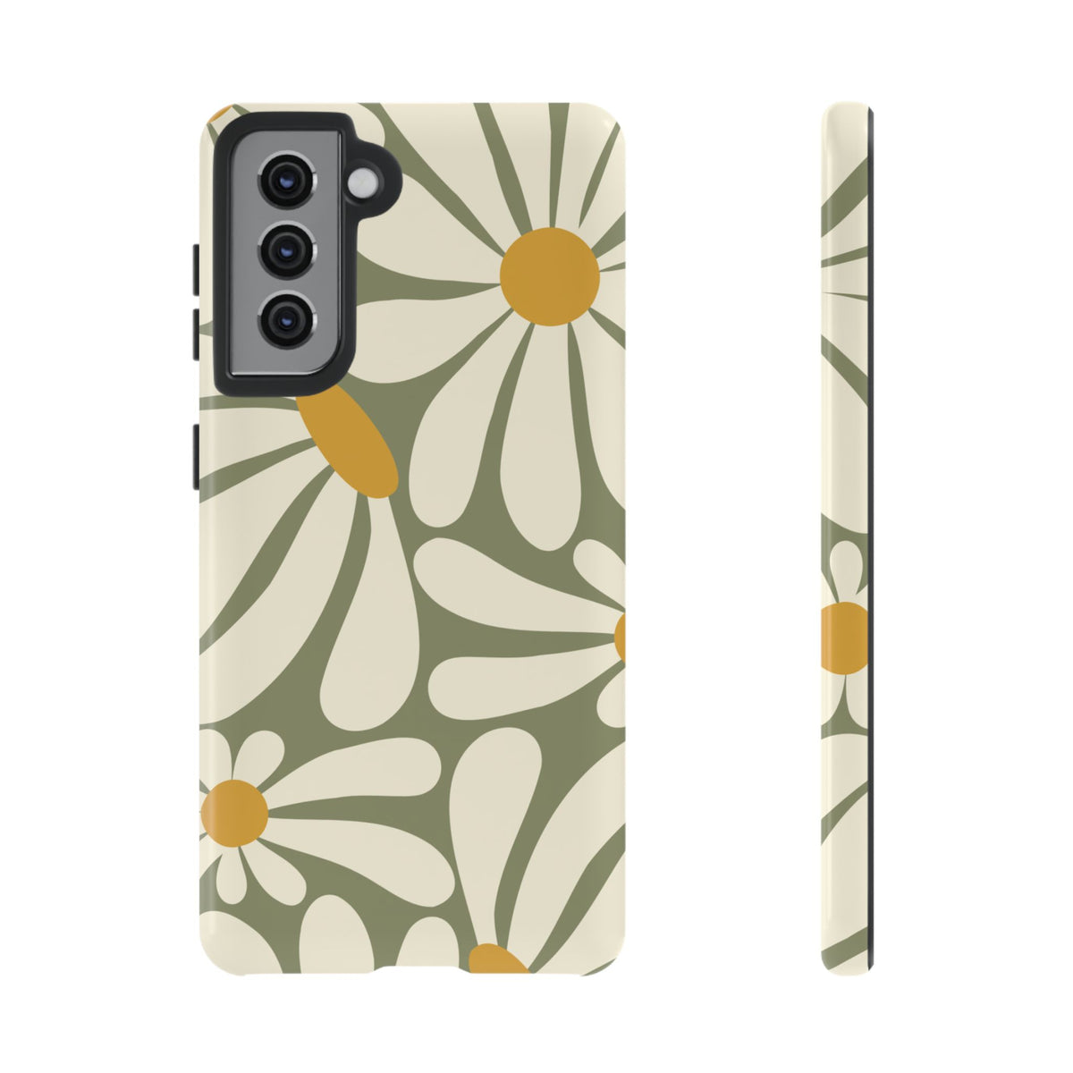 Retro Green Daisy Pattern #1 Phone Case - Green Phone Case - Samsung Galaxy S21 / Glossy