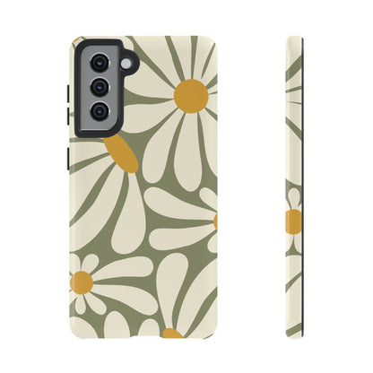 Retro Green Daisy Pattern #1 Phone Case - Green Phone Case - Samsung Galaxy S21 / Glossy
