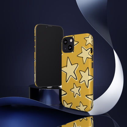 Golden Yellow Doodle Star Phone Case