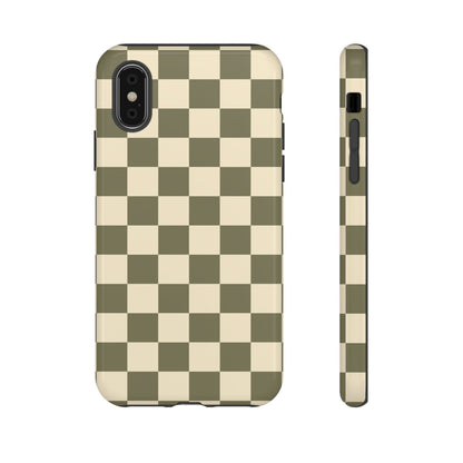 iPhone XS / Glossy Phone Case - ’Green Checkered Pattern’ Phone Case