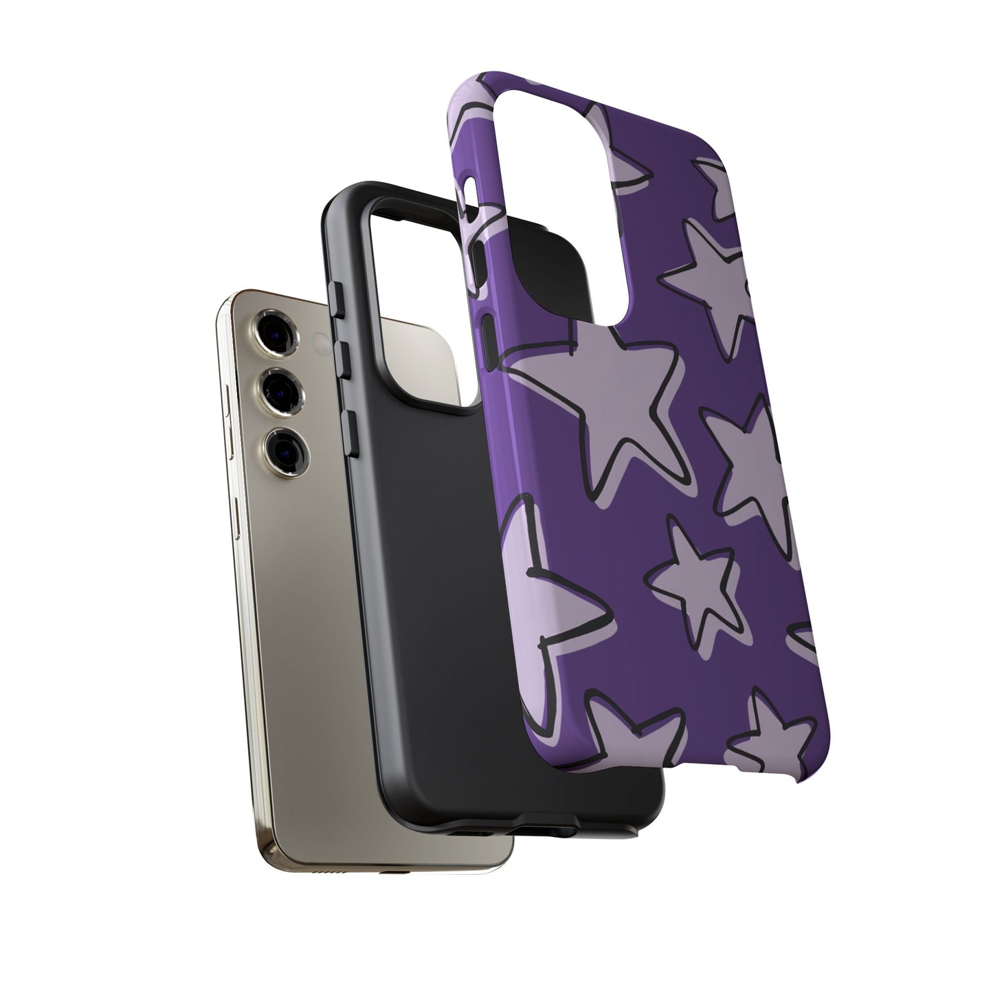 Violet Purple Doodle Star Phone Case