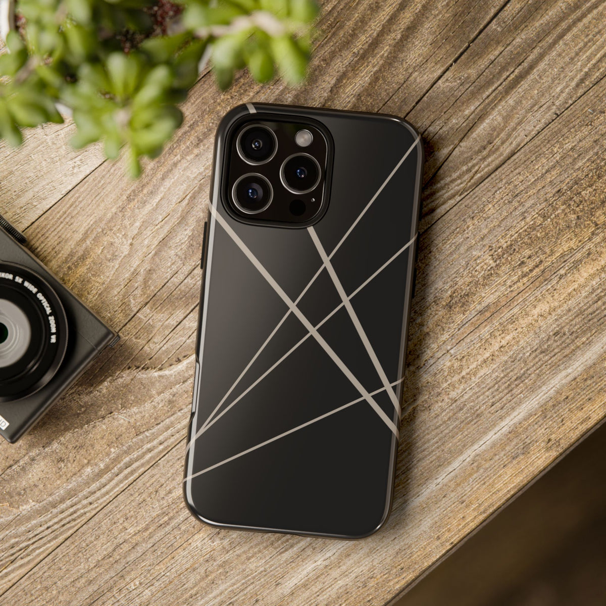 Abstract Black with Grey Lines Phone Case - Black Phone Case