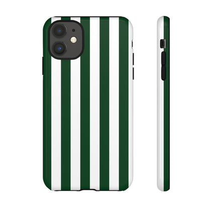 iPhone 11 / Glossy Phone Case - Simple Dark Green & White Stripe Pattern Phone Case