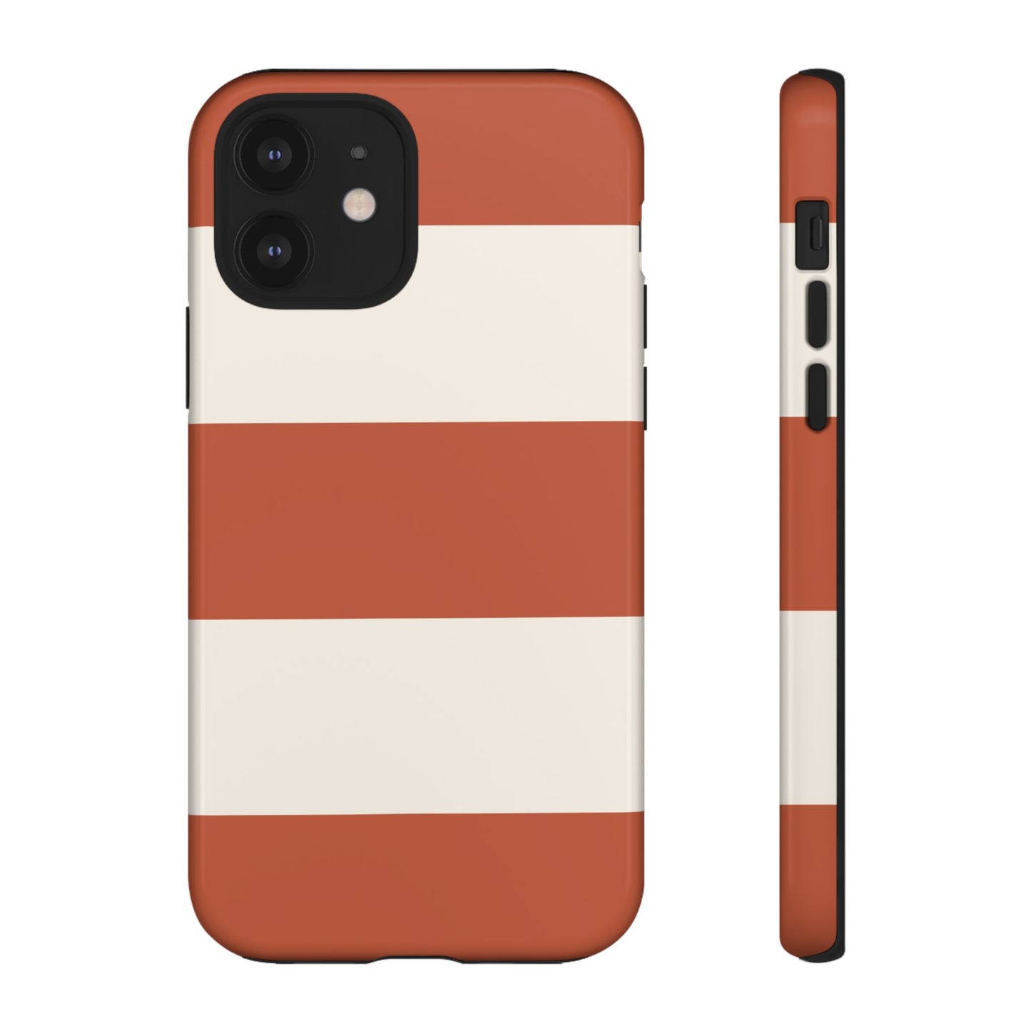 iPhone 12 / Glossy Phone Case - Terracotta Horizontal Stripe Pattern Phone Case