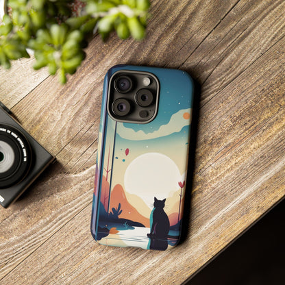 Stylised Cat & Moon Design Phone Case - Multicolor Phone Case