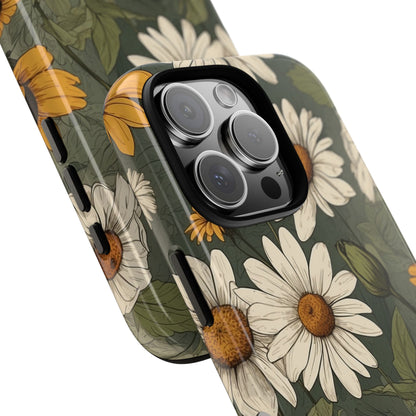 Boho Chic Daisies Floral Pattern "White & Yellow" Phone Case