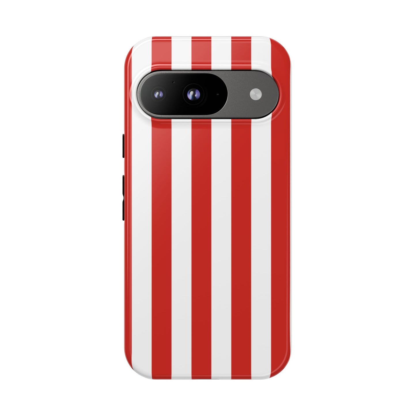 Google Pixel 9 / Glossy Phone Case - Simple Dark Orange & White Stripe Pattern Phone Case