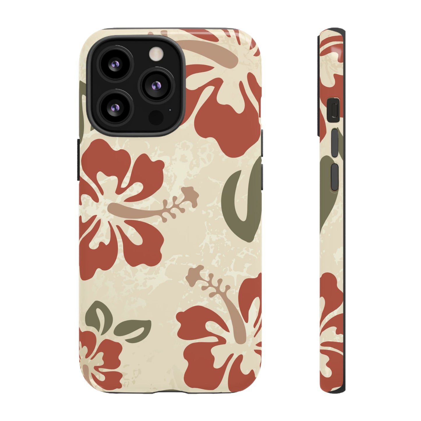 iPhone 13 Pro / Glossy Phone Case - ’Boho Chic Hibiscus Pattern #1’ Phone Case