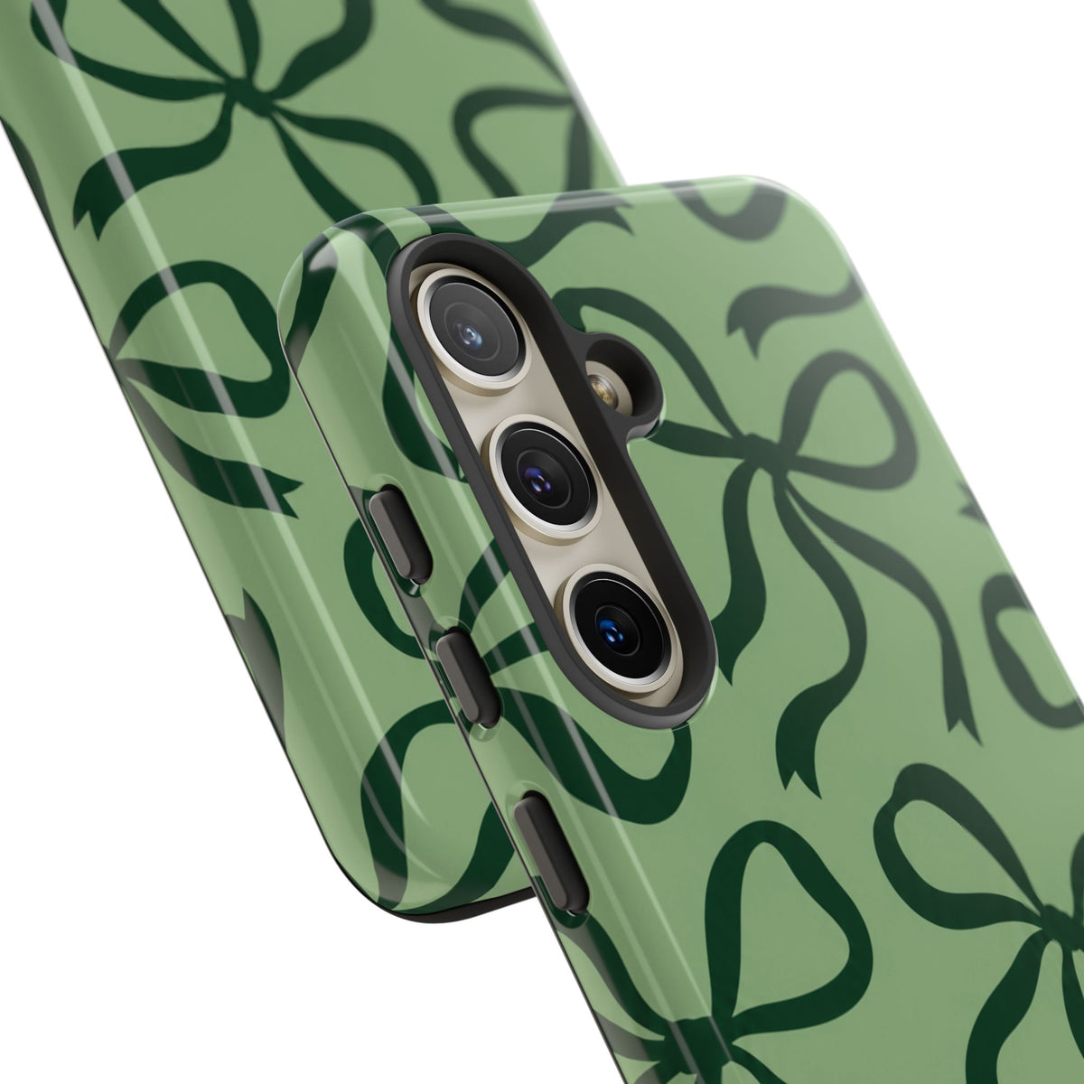 Bold Sage Green and Forest Green Bow Pattern Phone Case