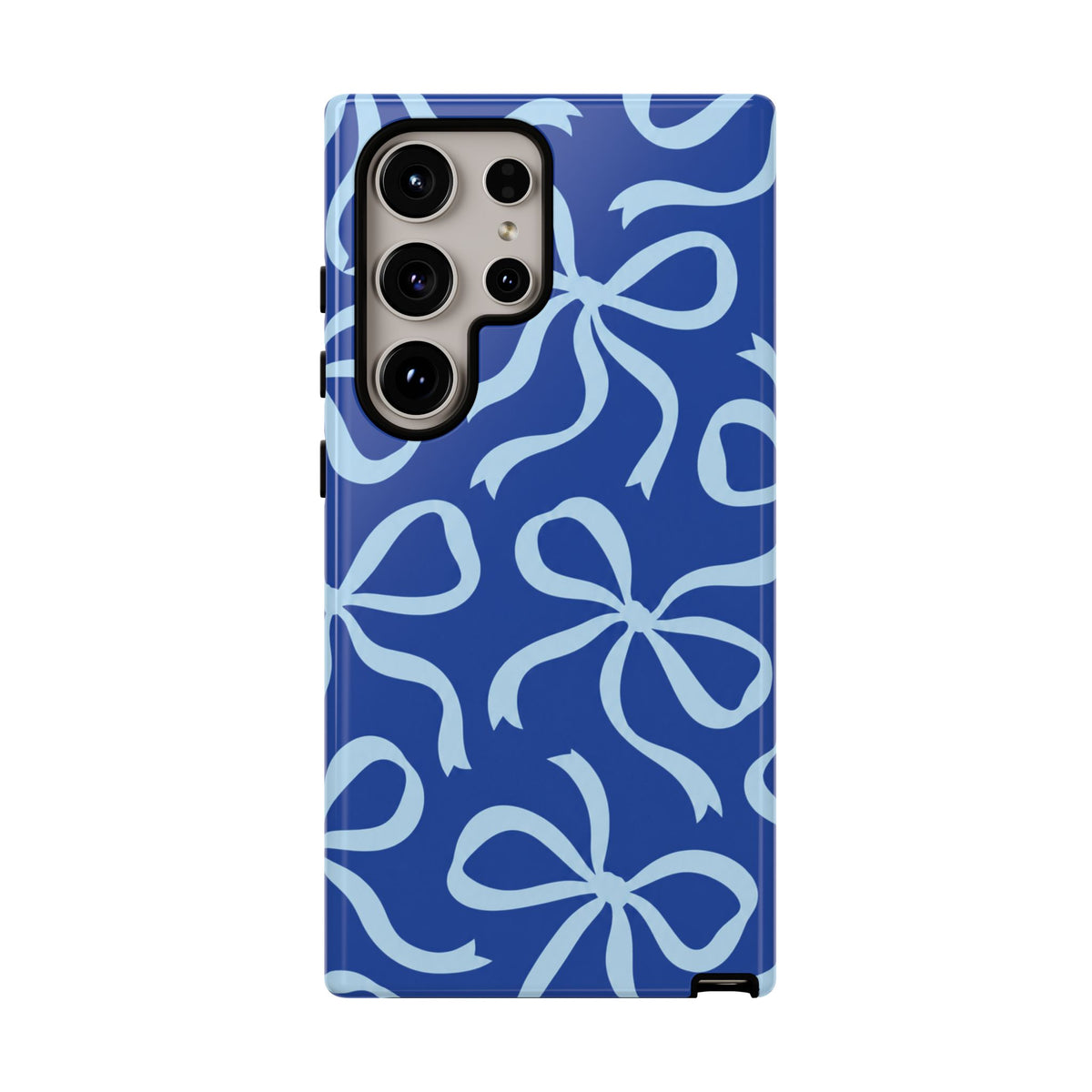 Bold Cobalt Blue and Powder Blue Bow Pattern Phone Case