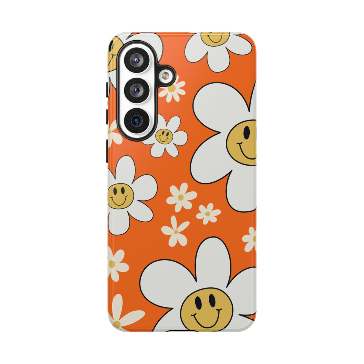 Fun Retro Daisy Pattern with Orange Background Phone Case - Orange Phone Case - Samsung Galaxy S26 Plus / Glossy