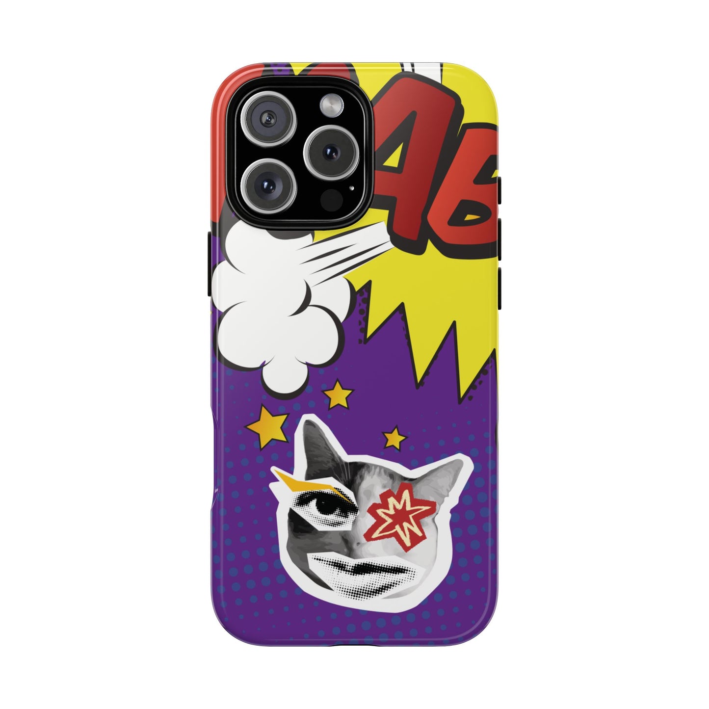 Bold Purple Pop Art Cat Phone Case - Purple Phone Case - iPhone 16 Pro Max / Glossy