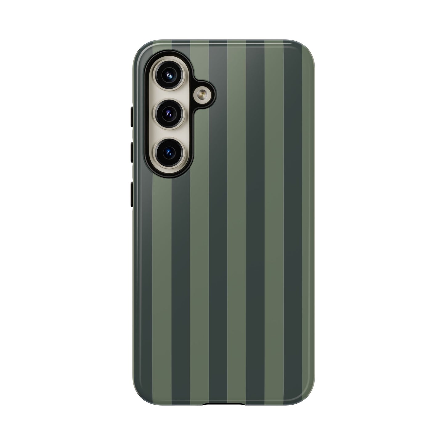 Samsung Galaxy S24 / Glossy Phone Case - ’Dark Green Stripe Pattern’ Phone Case