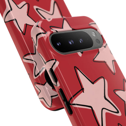 Cherry Red Doodle Star Phone Case