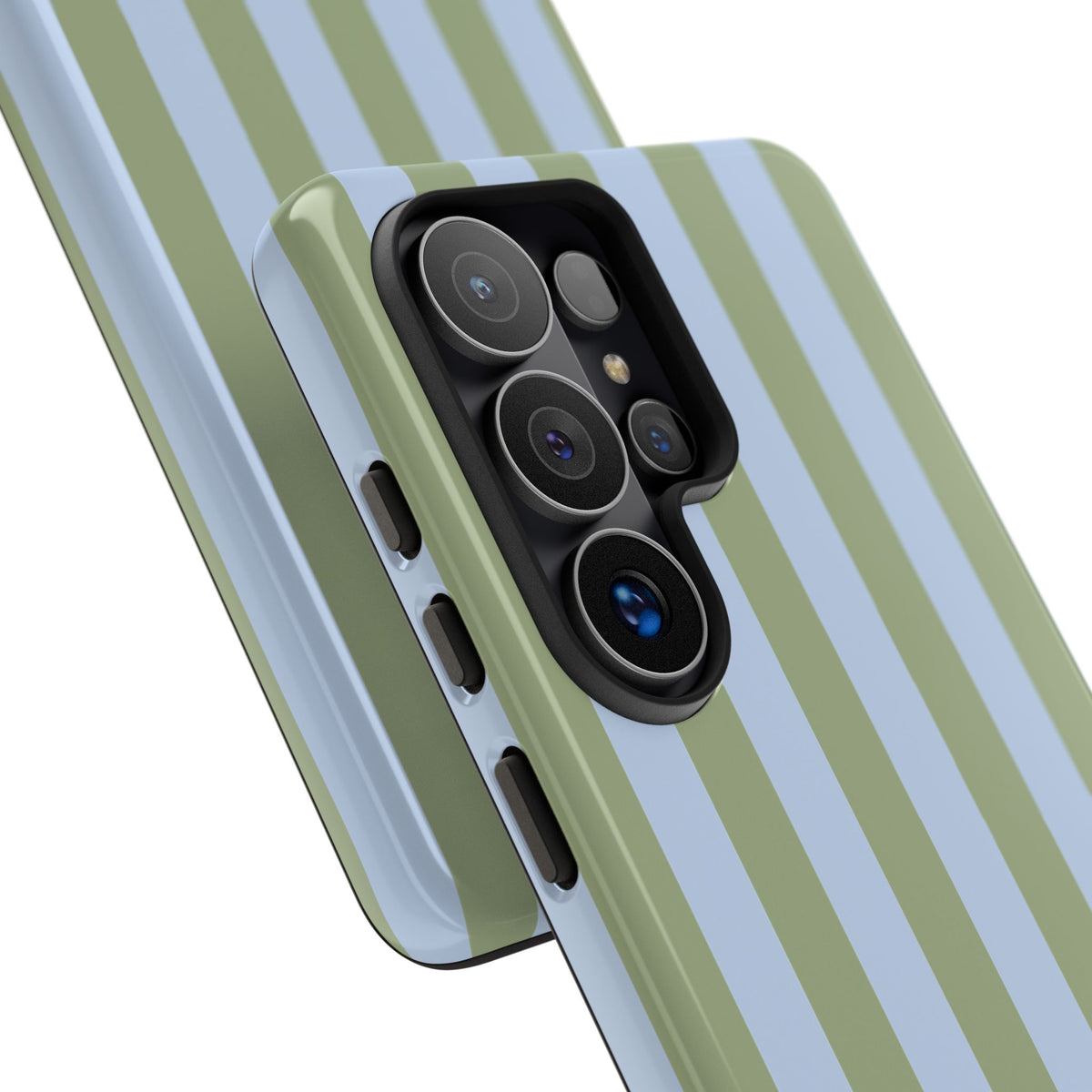 Trendy Ice Blue & Green Stripe Pattern Phone Case - Blue Phone Case