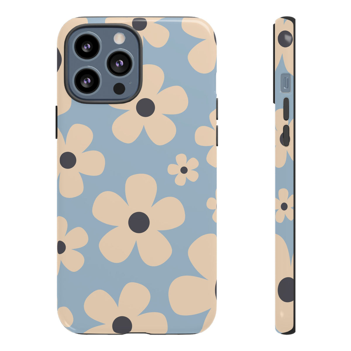 Cute Light Blue & Cream Daisy Pattern Phone Case - Blue Phone Case - iPhone 13 Pro Max / Glossy
