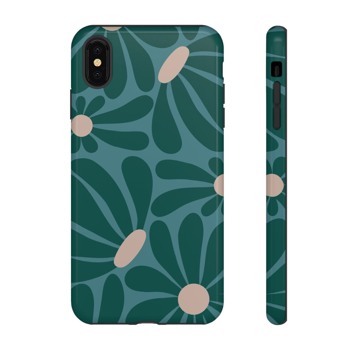 Retro Turquoise Daisy Pattern Phone Case - Green Phone Case - iPhone XS MAX / Glossy