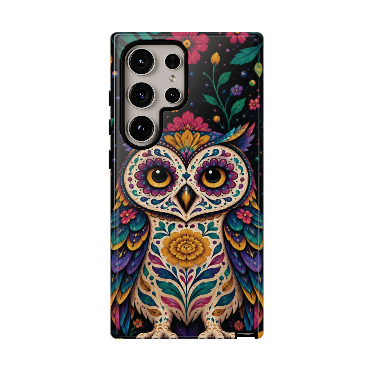 Vibrant Purple and Teal Calavera Owl Phone Case - Multicolor Phone Case - Samsung Galaxy S24 Ultra / Glossy