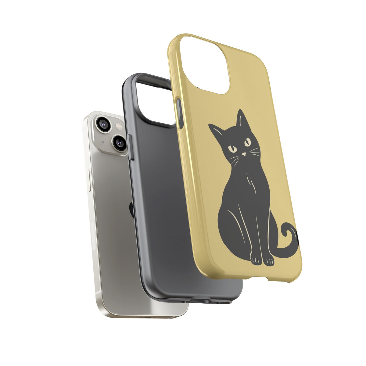 Minimalist Butter Yellow & Black Cat Phone Case