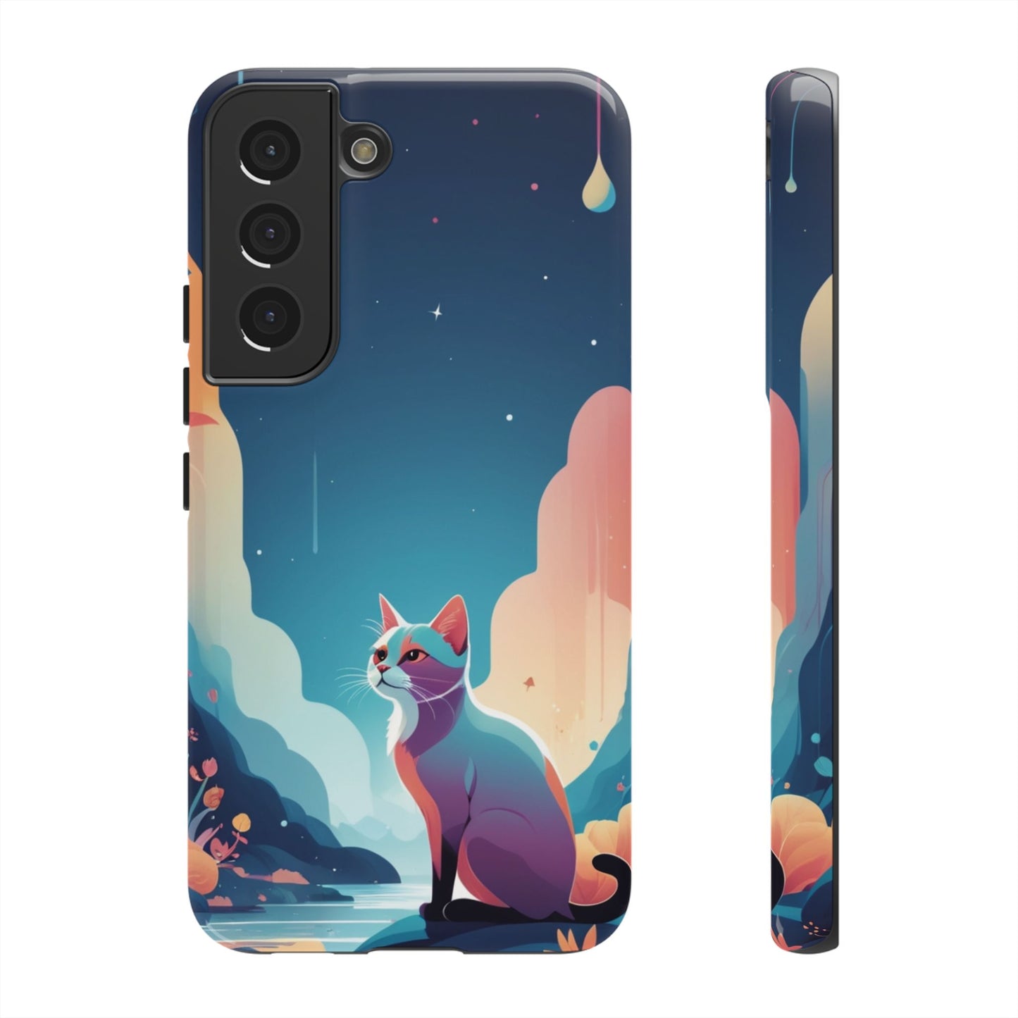 Samsung Galaxy S22 / Glossy Phone Case - Stylised Cat Design Phone Case