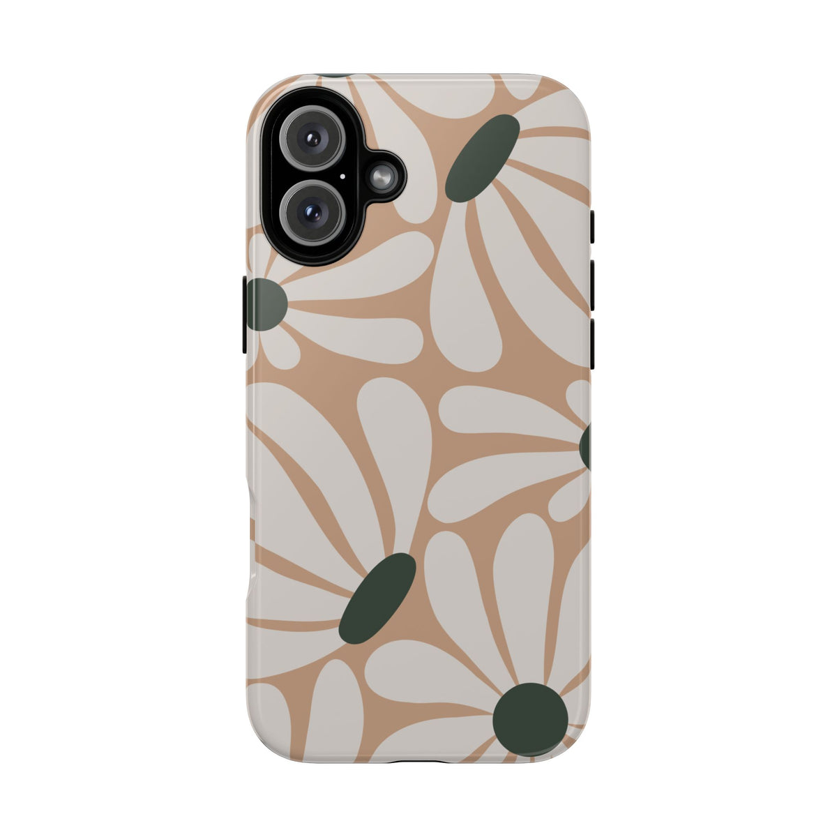 Retro Beige & White Daisy Pattern Phone Case - Beige Phone Case - iPhone 16 Plus / Glossy