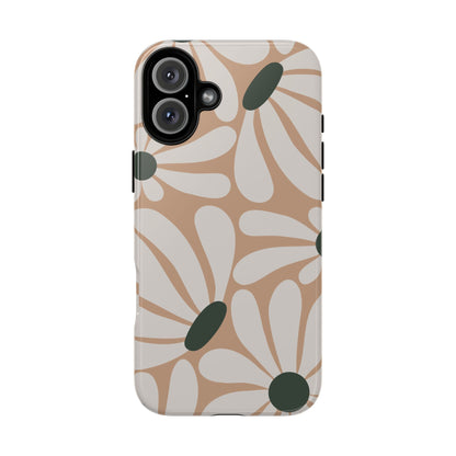 Retro Beige & White Daisy Pattern Phone Case - Beige Phone Case - iPhone 16 Plus / Glossy
