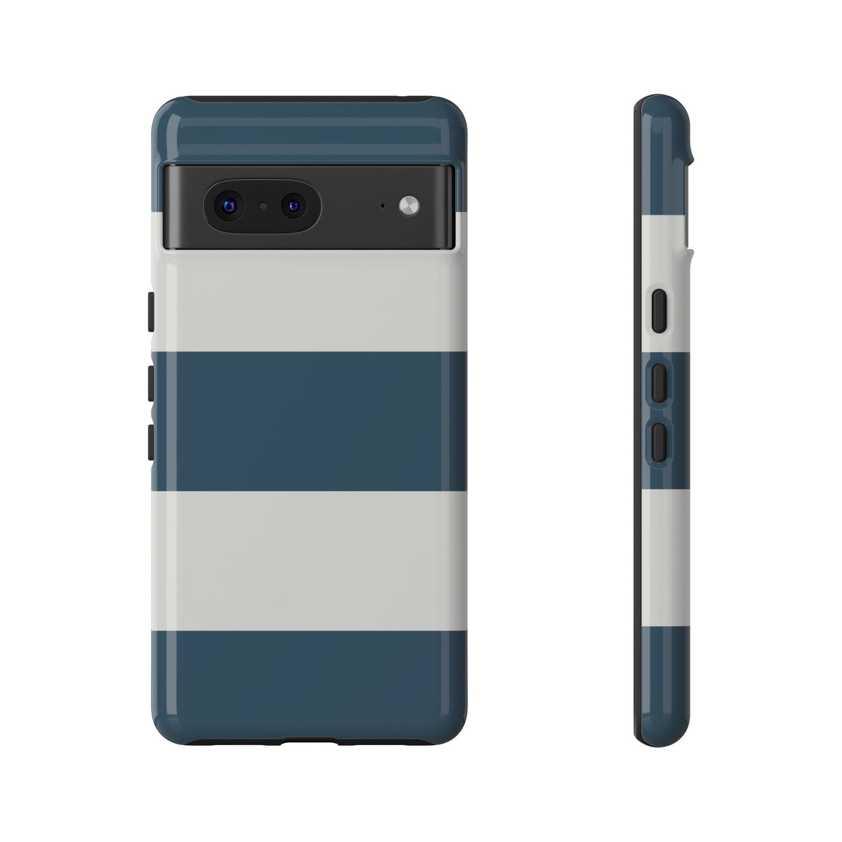 Blue & White Horizontal Stripe Pattern Phone Case - Blue Phone Case - Google Pixel 7 / Glossy