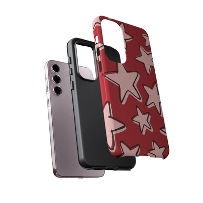 Cherry Red Doodle Star Phone Case