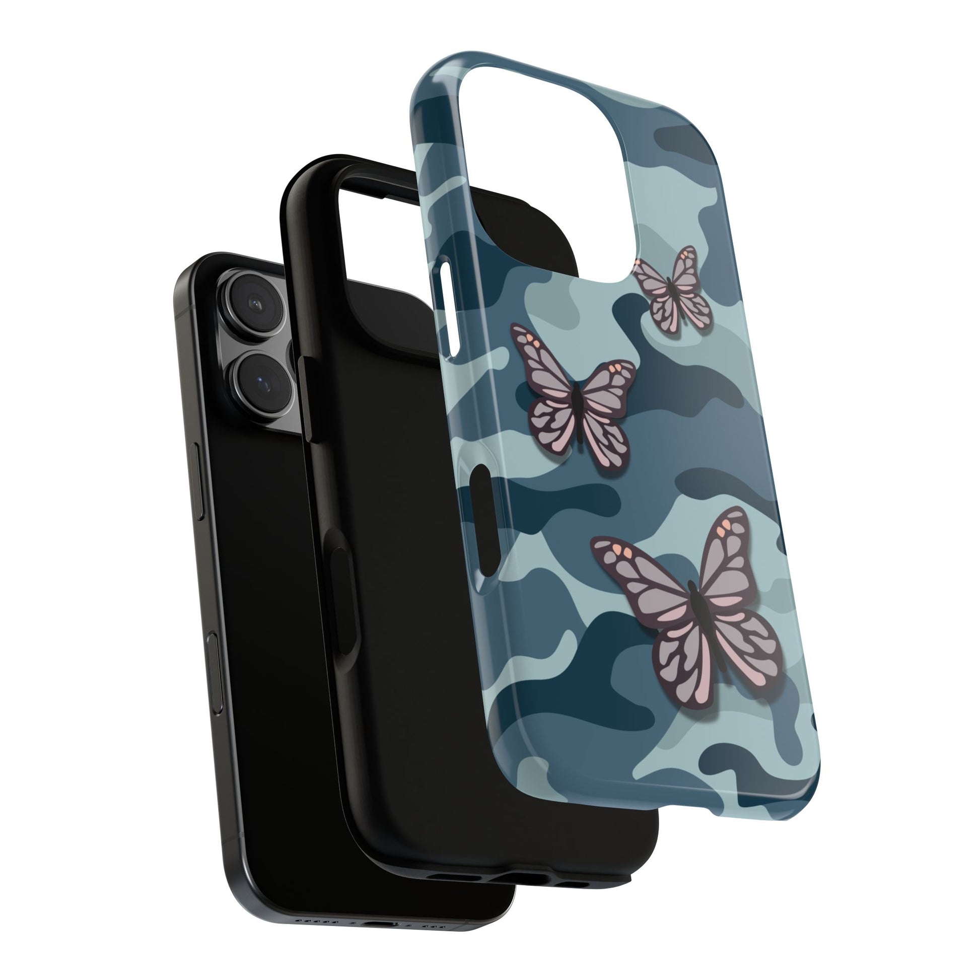 Dark Blue Butterfly Camo Phone Case - Blue Phone Case