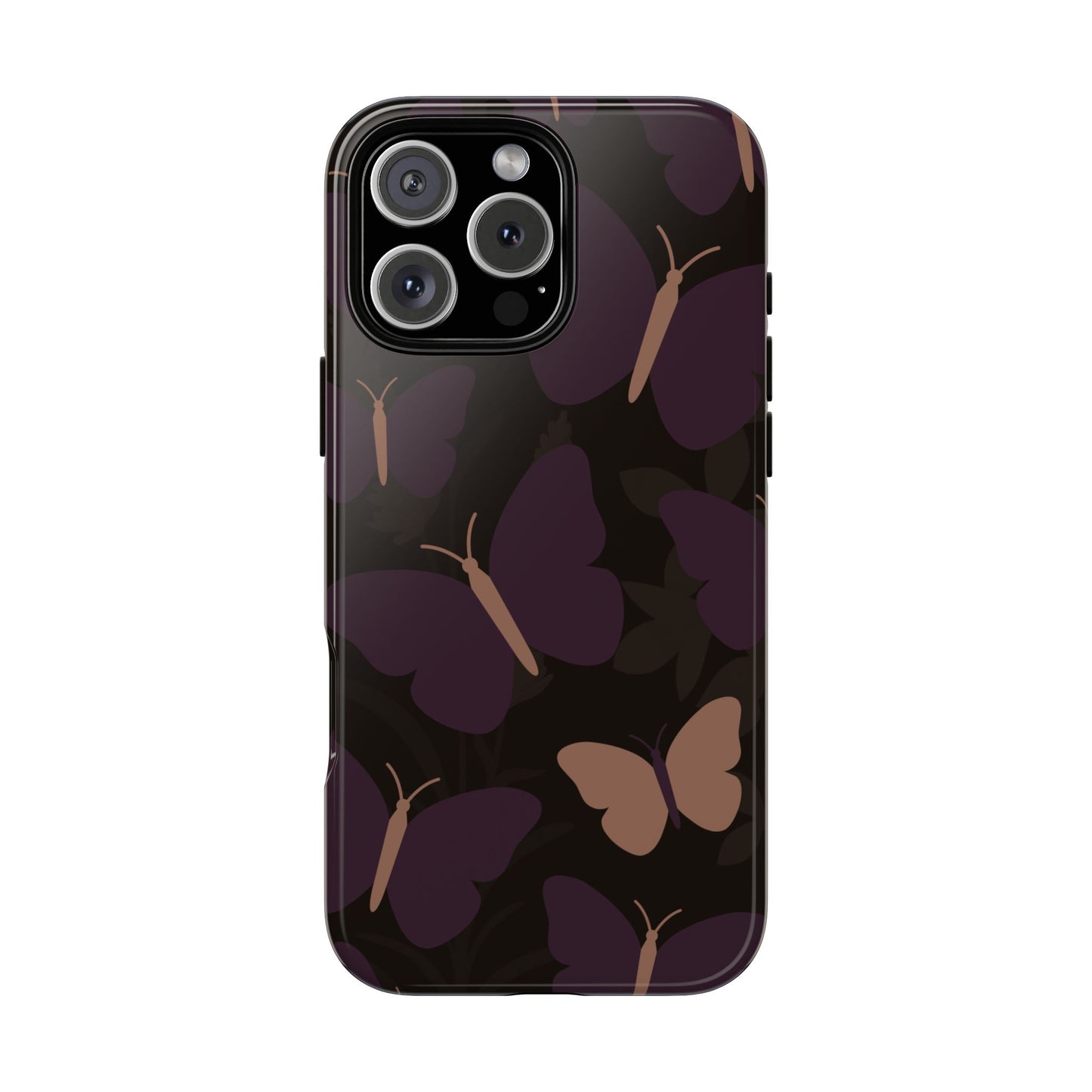 iPhone 16 Pro Max / Glossy Phone Case - Minimalist Purple Butterfly Pattern Phone Case