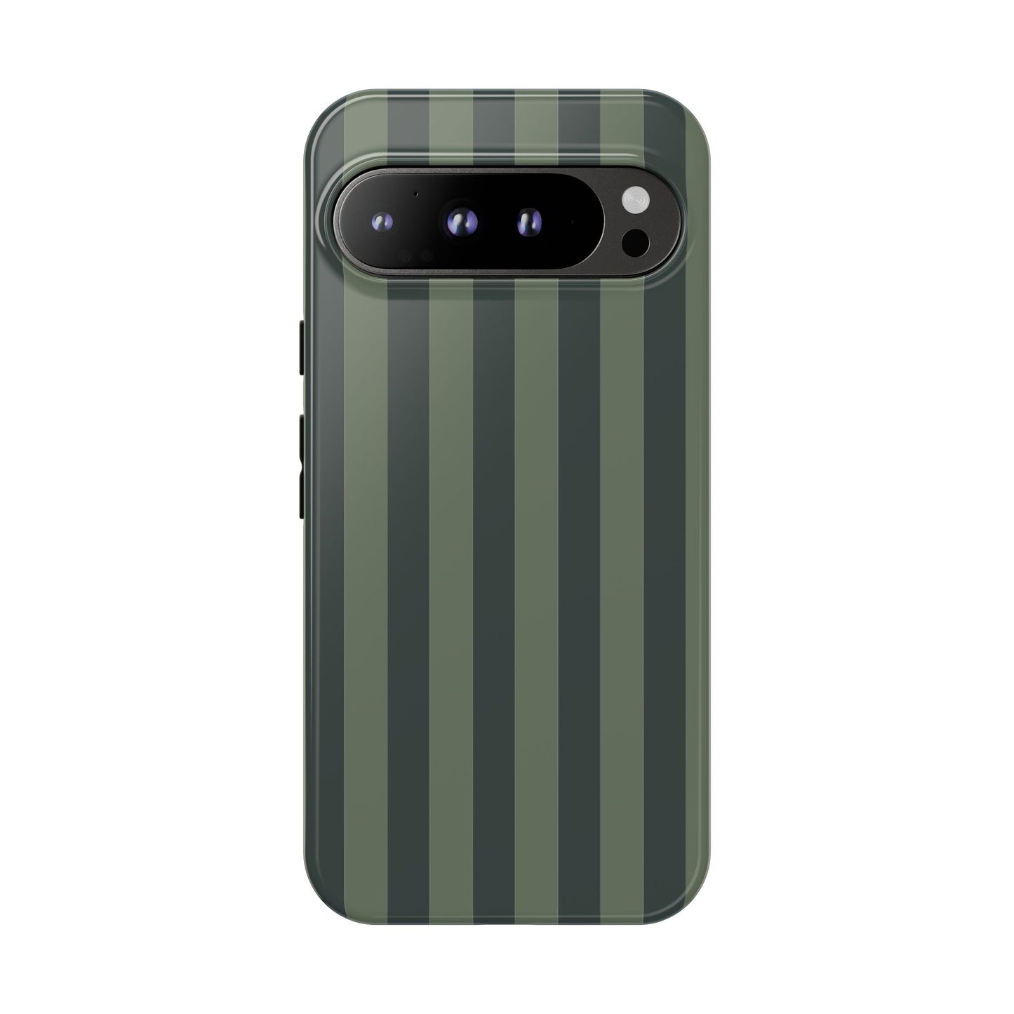 Google Pixel 9 Pro XL / Glossy Phone Case - ’Dark Green Stripe Pattern’ Phone Case