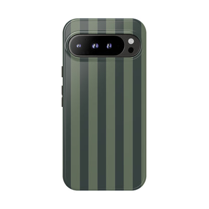 Google Pixel 9 Pro XL / Glossy Phone Case - ’Dark Green Stripe Pattern’ Phone Case