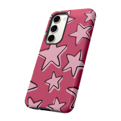 Raspberry Pink Doodle Star Phone Case