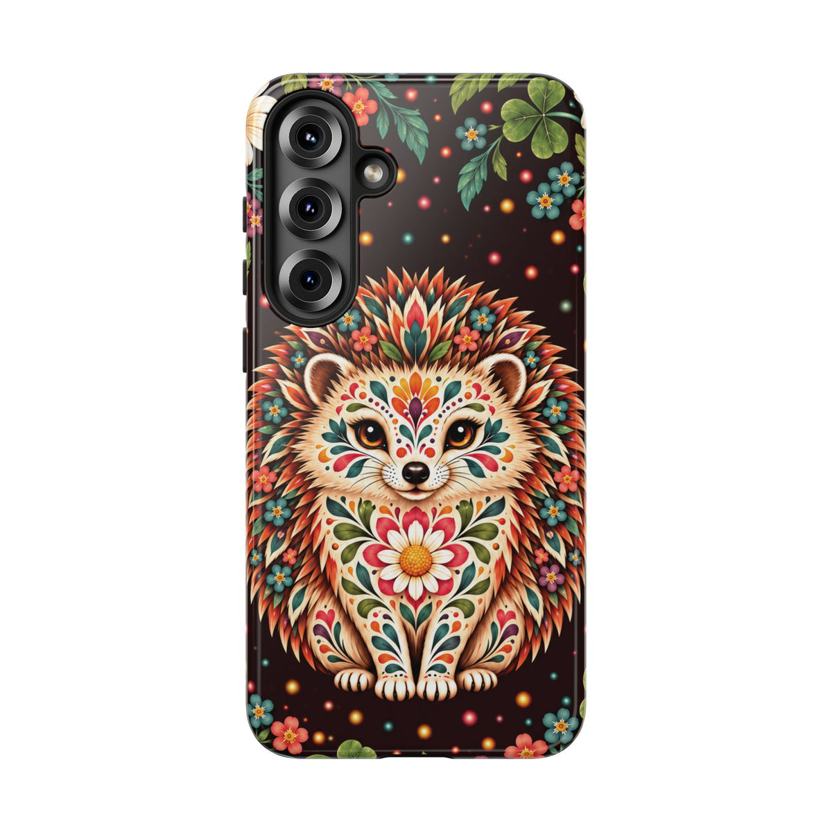 Vibrant Terracotta and Teal Calavera Hedgehog Phone Case - Multicolor Phone Case - Samsung Galaxy S25 Plus / Glossy