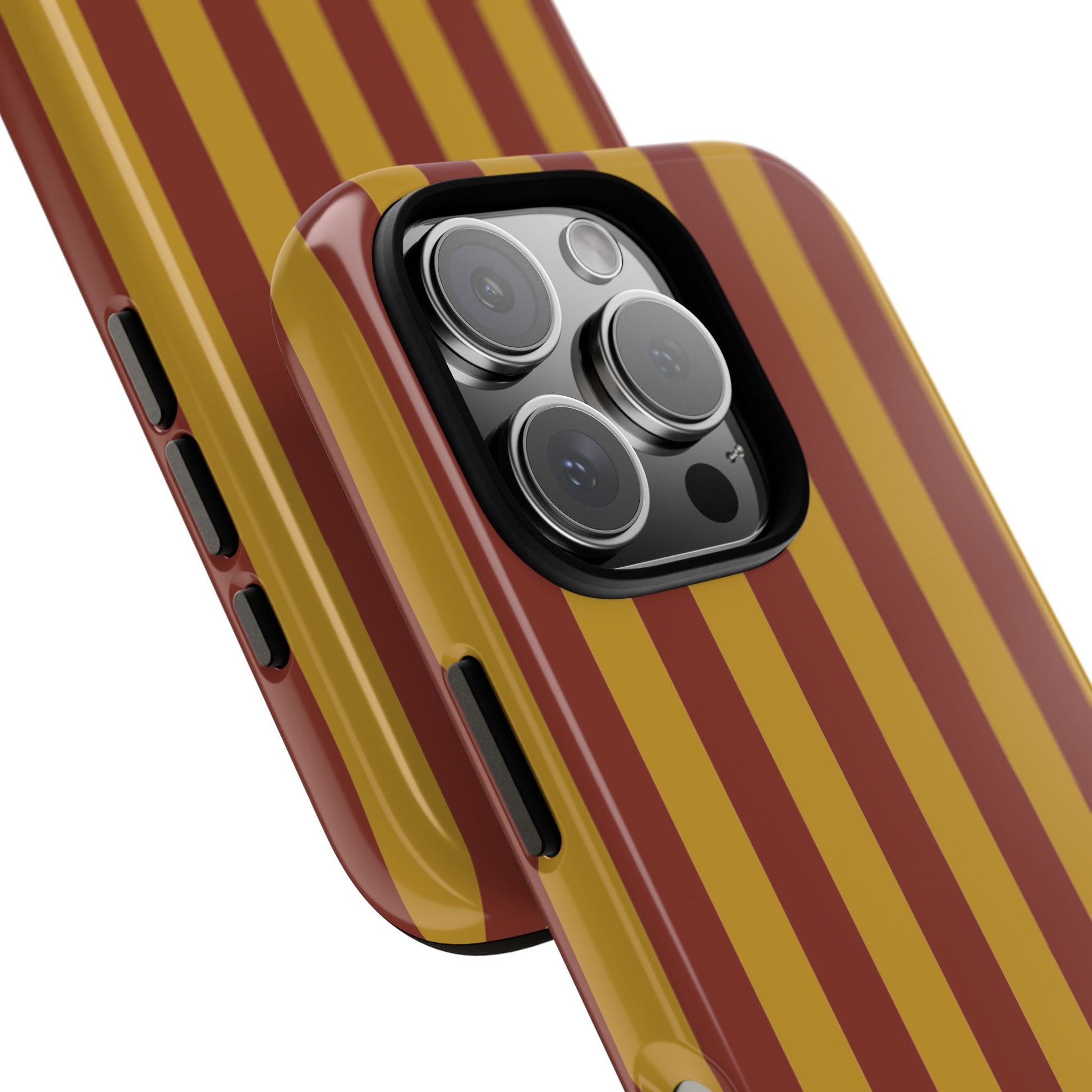 Phone Case - Trendy Mustard & Burgandy Stripe Pattern Phone Case