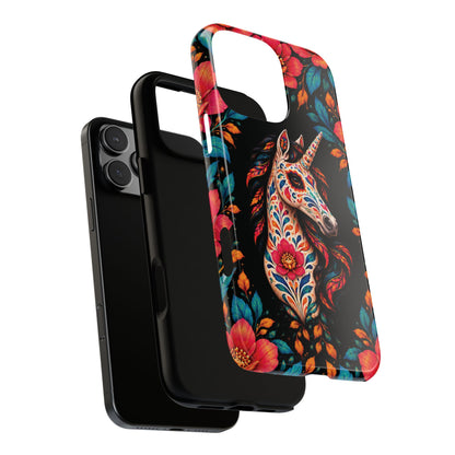Elegant Pink and Turquoise Calavera Unicorn Phone Case - Phone Case
