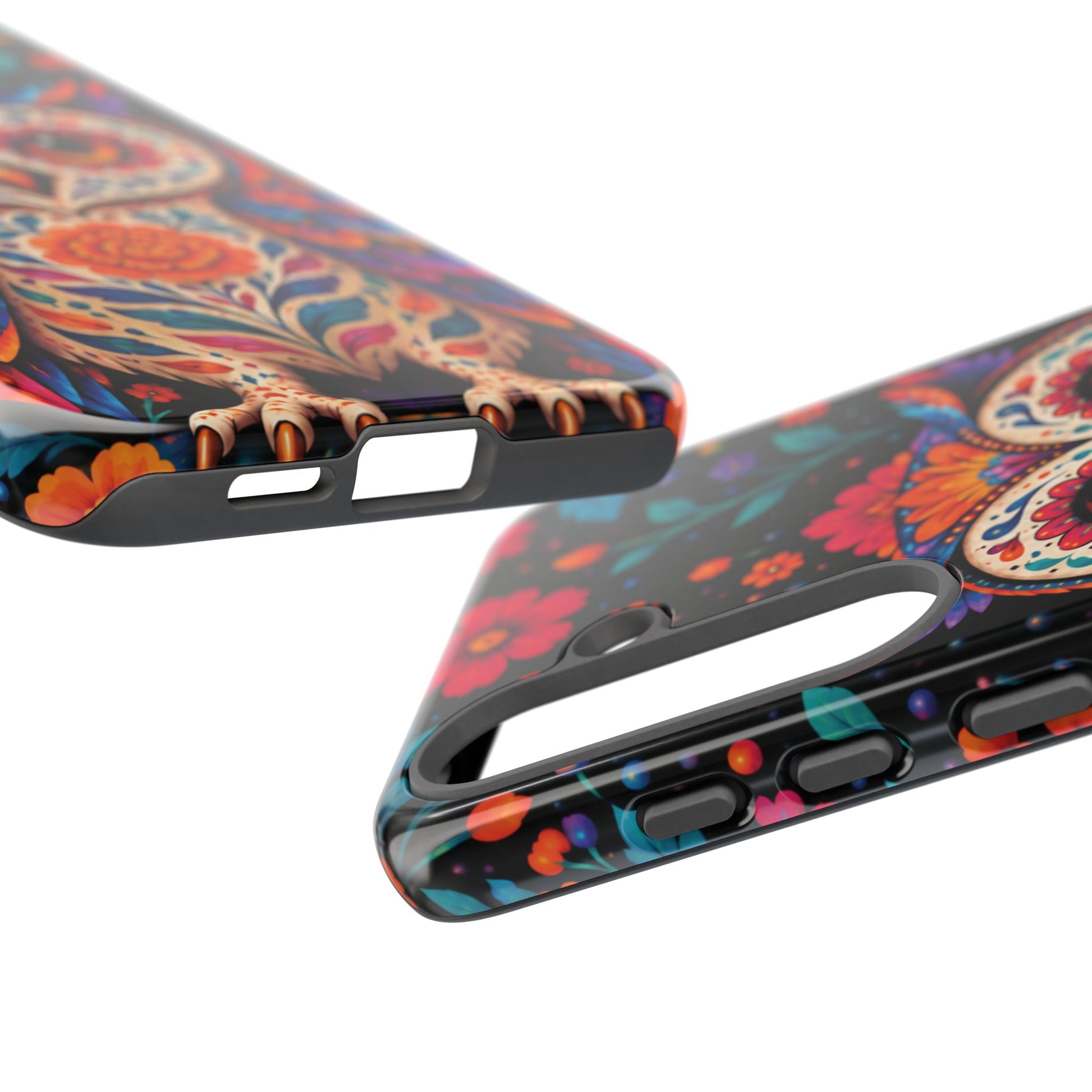 Vibrant Orange and Turquoise Calavera Owl Phone Case - Multicolor Phone Case