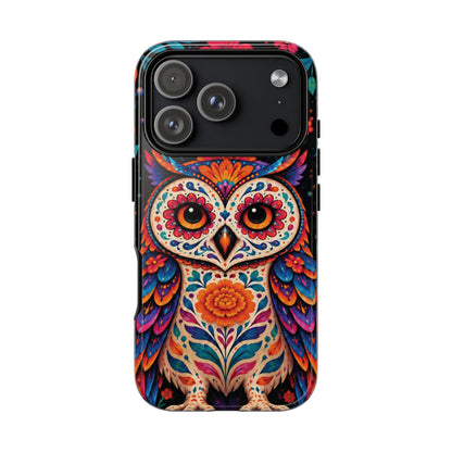 Vibrant Orange and Turquoise Calavera Owl Phone Case - Multicolor Phone Case - iPhone 17 Pro / Glossy