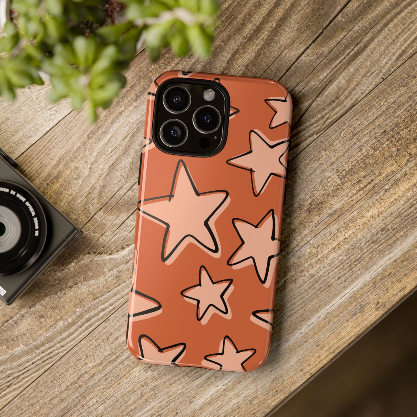 Burnt Orange Doodle Star Phone Case