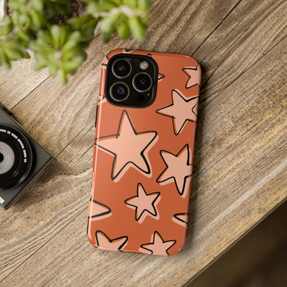 Burnt Orange Doodle Star Phone Case