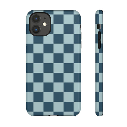 Blue Checked Pattern Phone Case - Blue Phone Case - iPhone 11 / Glossy