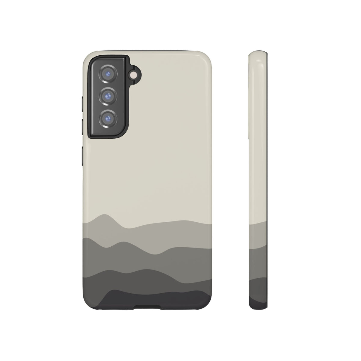 Ivory Abstract Waves Protective Phone Case - White Phone Case - Samsung Galaxy S21 FE / Glossy