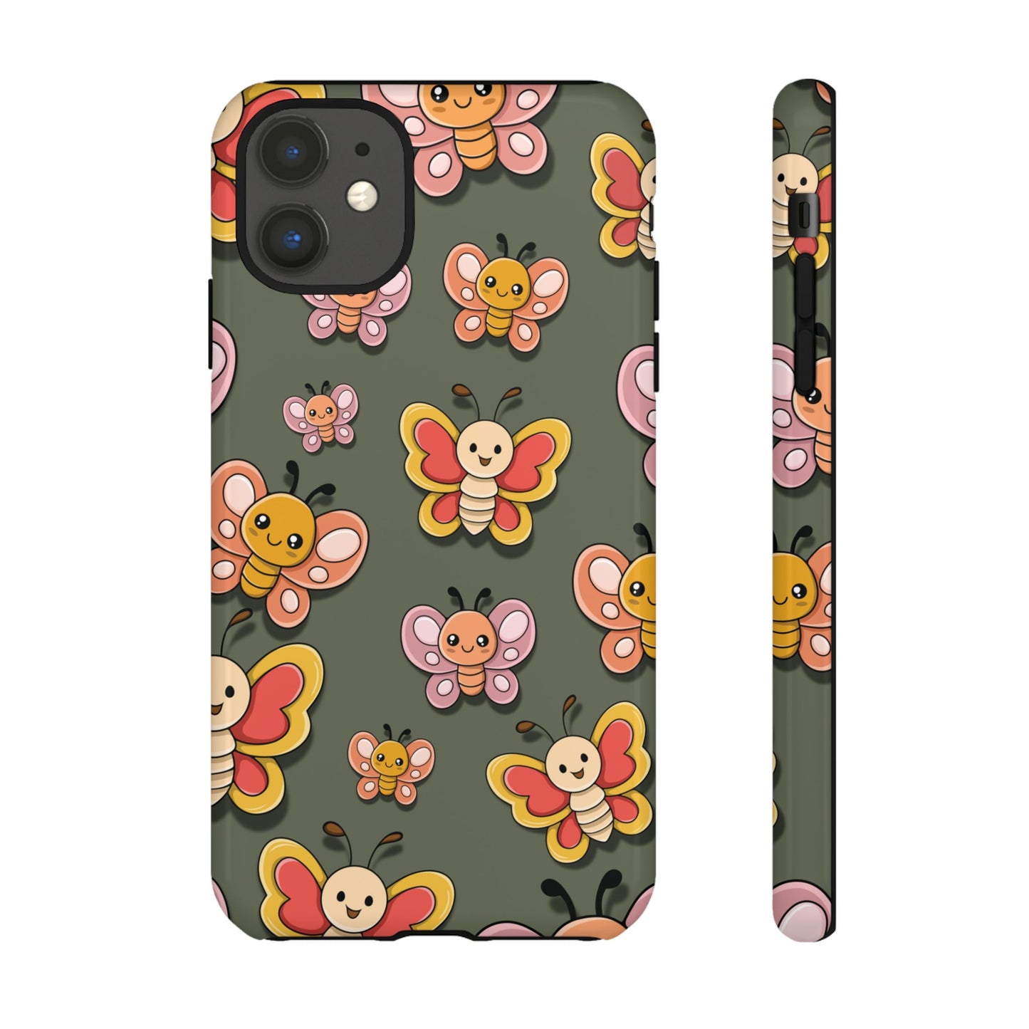 iPhone 11 / Glossy Phone Case - Green Butterfly Sticker Design Phone Case