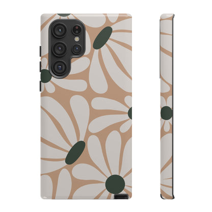 Retro Beige & White Daisy Pattern Phone Case - Beige Phone Case - Samsung Galaxy S22 Ultra / Glossy