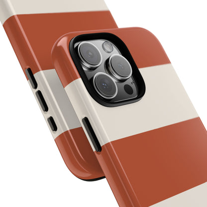 Terracotta Horizontal Stripe Pattern Phone Case - Orange Phone Case