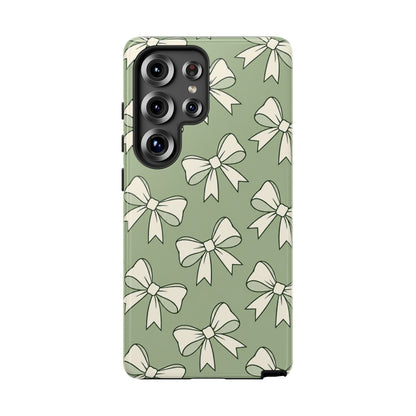 Chic Sage Green Bow Pattern Phone Case